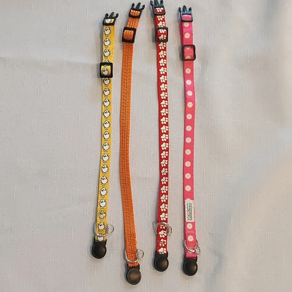 Cat and Kitten Collars, pink, red, orange, yellow